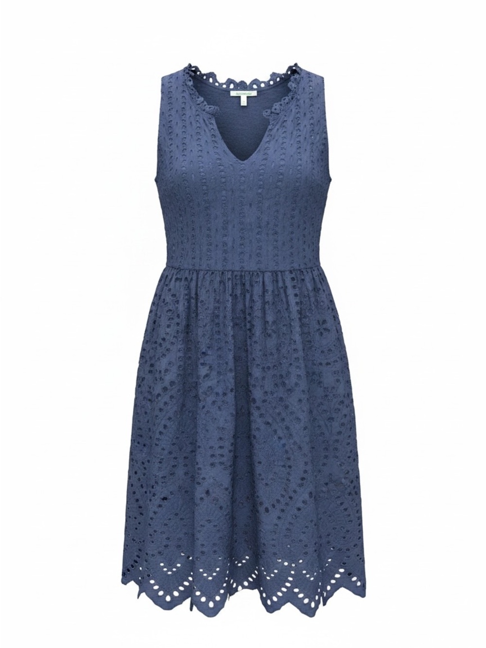 Sundance Navy Sleeveless Eyelet V-Neck Midi Dress Size Medium